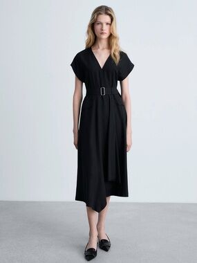Mango Asymmetrical Dress with Belt